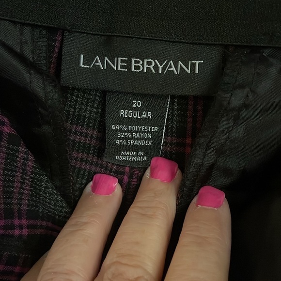 Lane‎ Bryant Women’s Slacks  20R plaid gray & purple Zipper expanded waistband . - Picture 6 of 13
